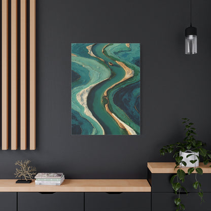 Aerial Marsh Green River Abstract Wall Art & Canvas Print