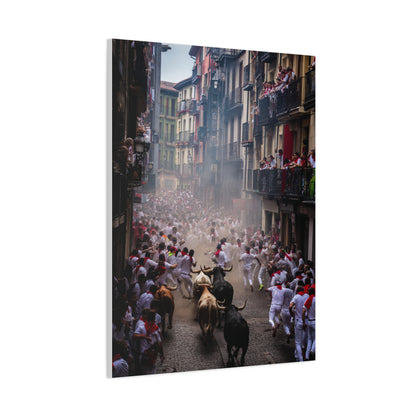 Pamplona Festival Bull Run Wall Art & Canvas Print