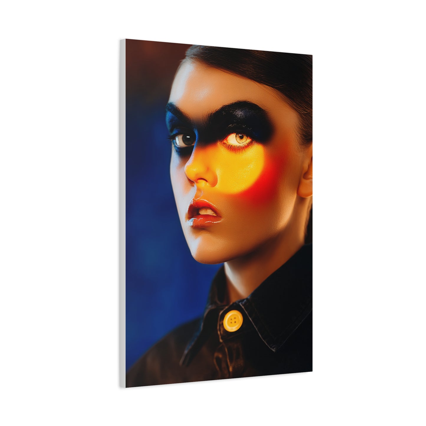 High Fashion Editorial Neon Shadow Portrait Wall Art & Canvas Print