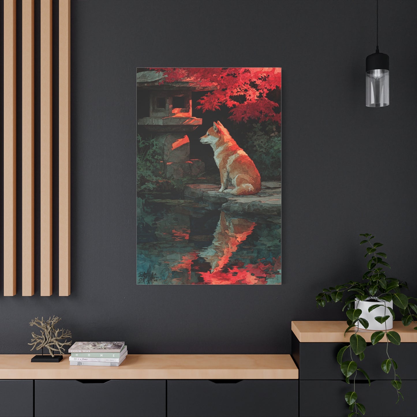 Shiba Inu Kyoto Garden Reflection Wall Art & Canvas Print