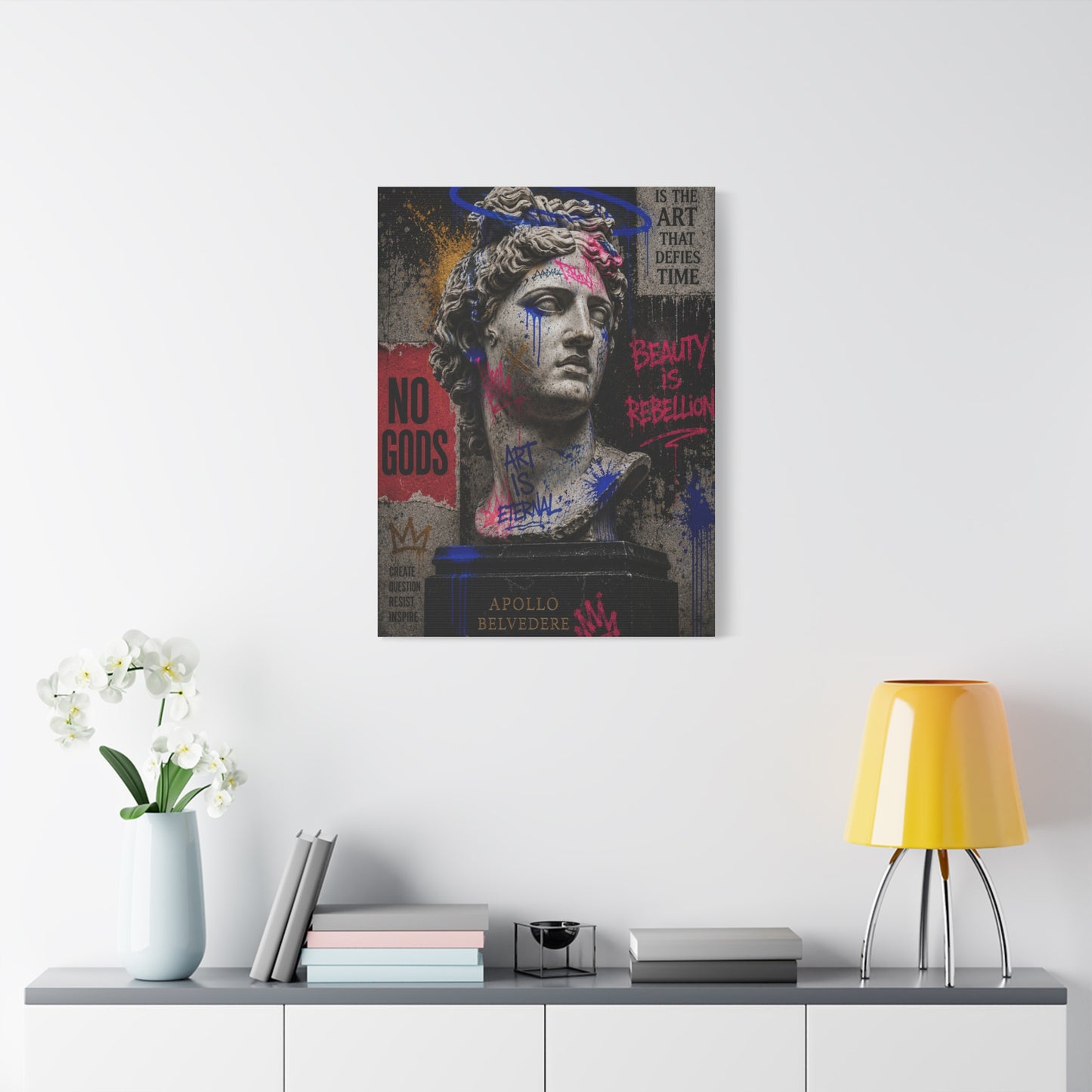 Graffiti Apollo Bust Rebellion Street Wall Art & Canvas Print