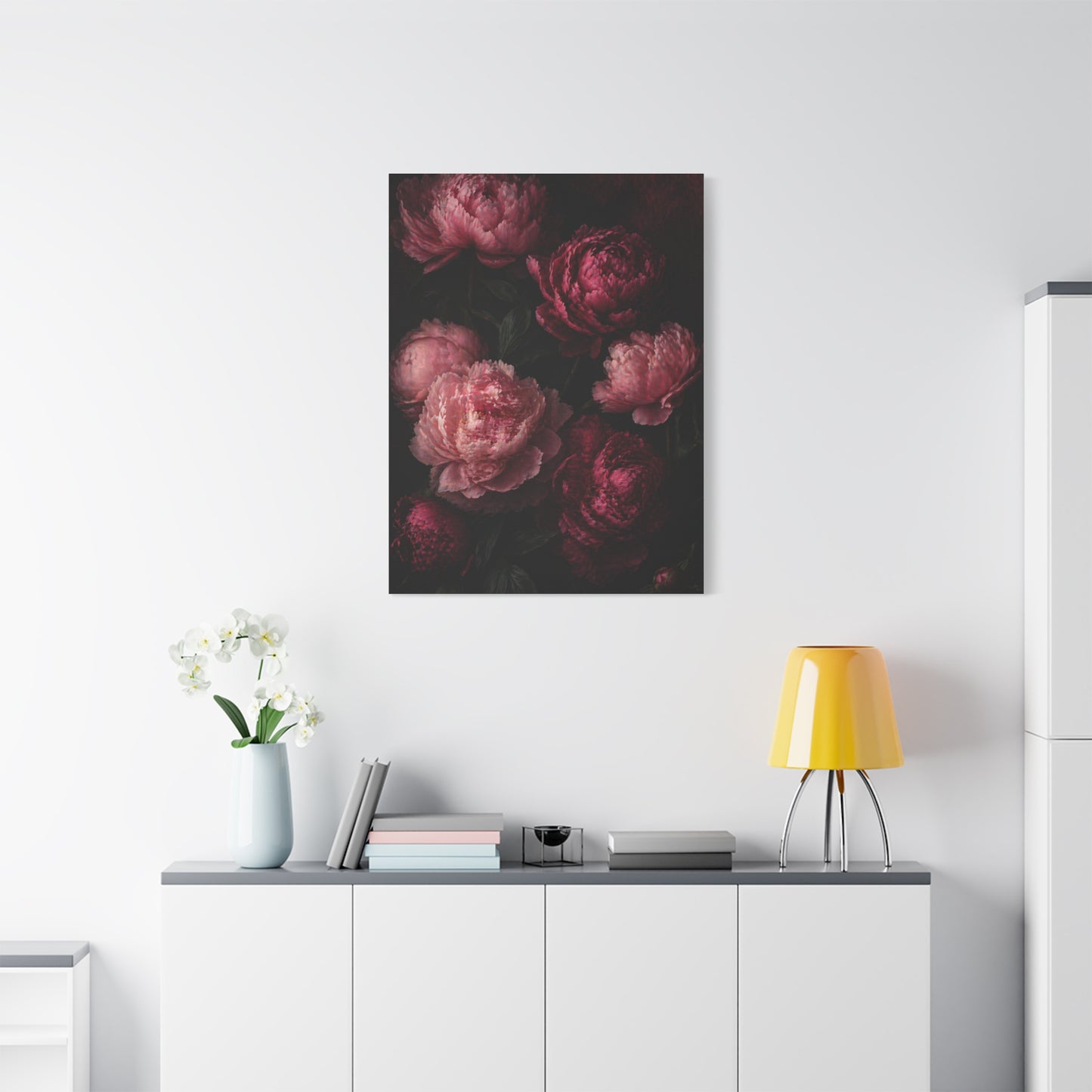 Dark Peony Floral Pink Wall Art & Canvas Print