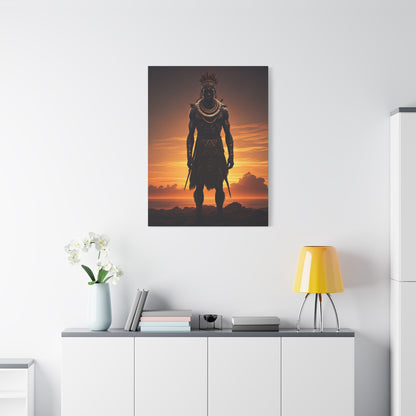 Sunset Warrior Silhouette Wall Art & Canvas Prints