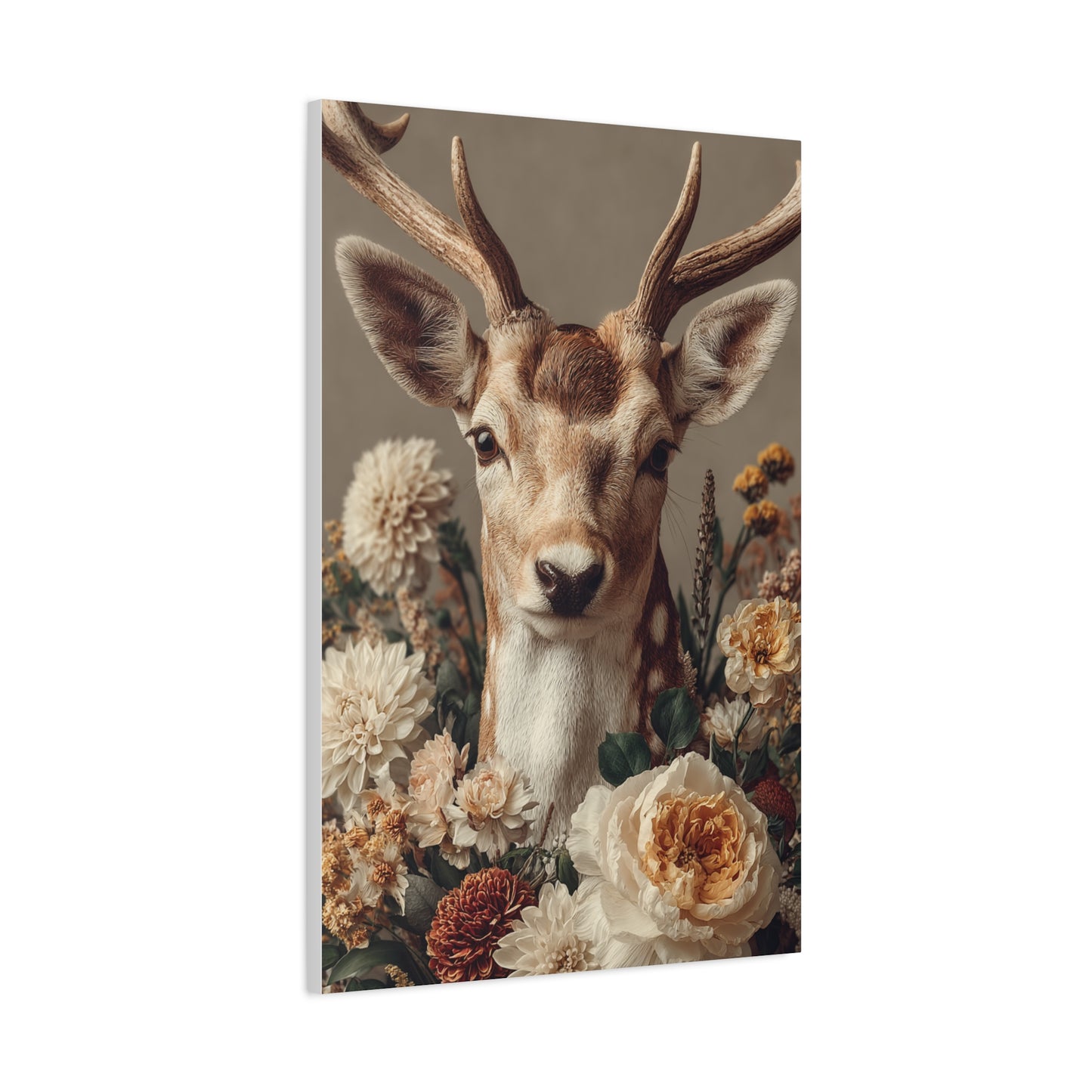 Botanical Deer Portrait Wall Art & Canvas Print