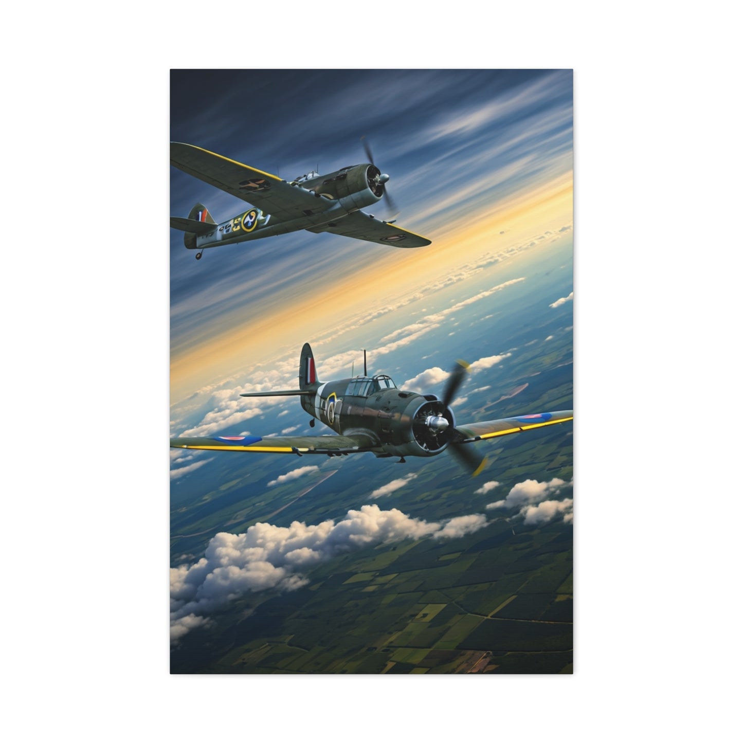 Vintage Warplanes Above the Clouds Wall Art & Canvas Prints