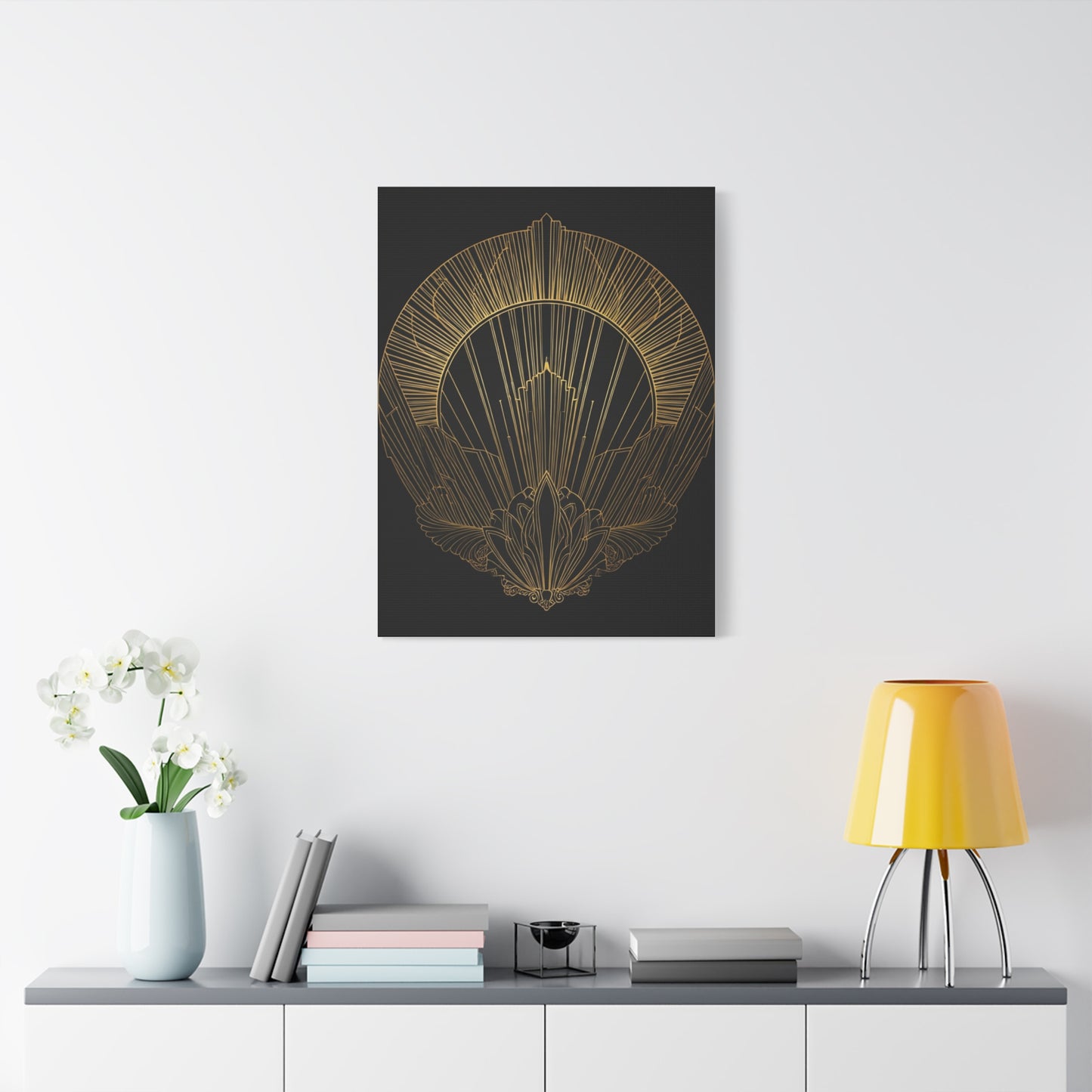 Deco Halo Emblem Black & Gold Wall Art & Canvas Prints