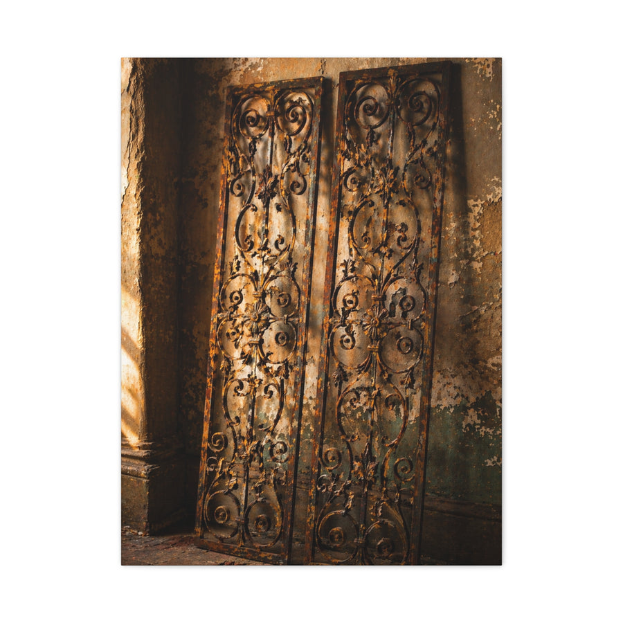 Wrought Iron Shutter Study Wall Art & Canvas Print