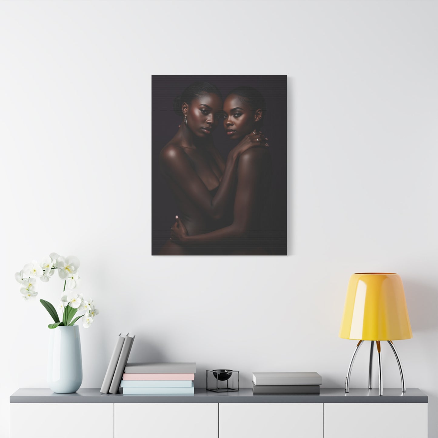 Intimate Dual Portrait Embrace Wall Art & Canvas Print