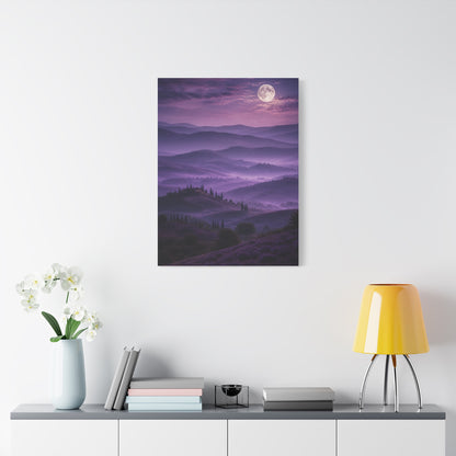 Moonlit Violet Hills Landscape Wall Art & Canvas Print