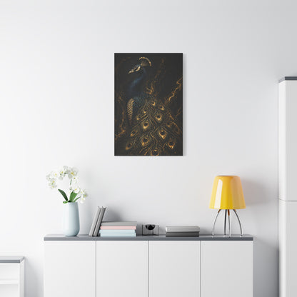 Black and Gold Regal Peacock Wall Art & Canvas Print