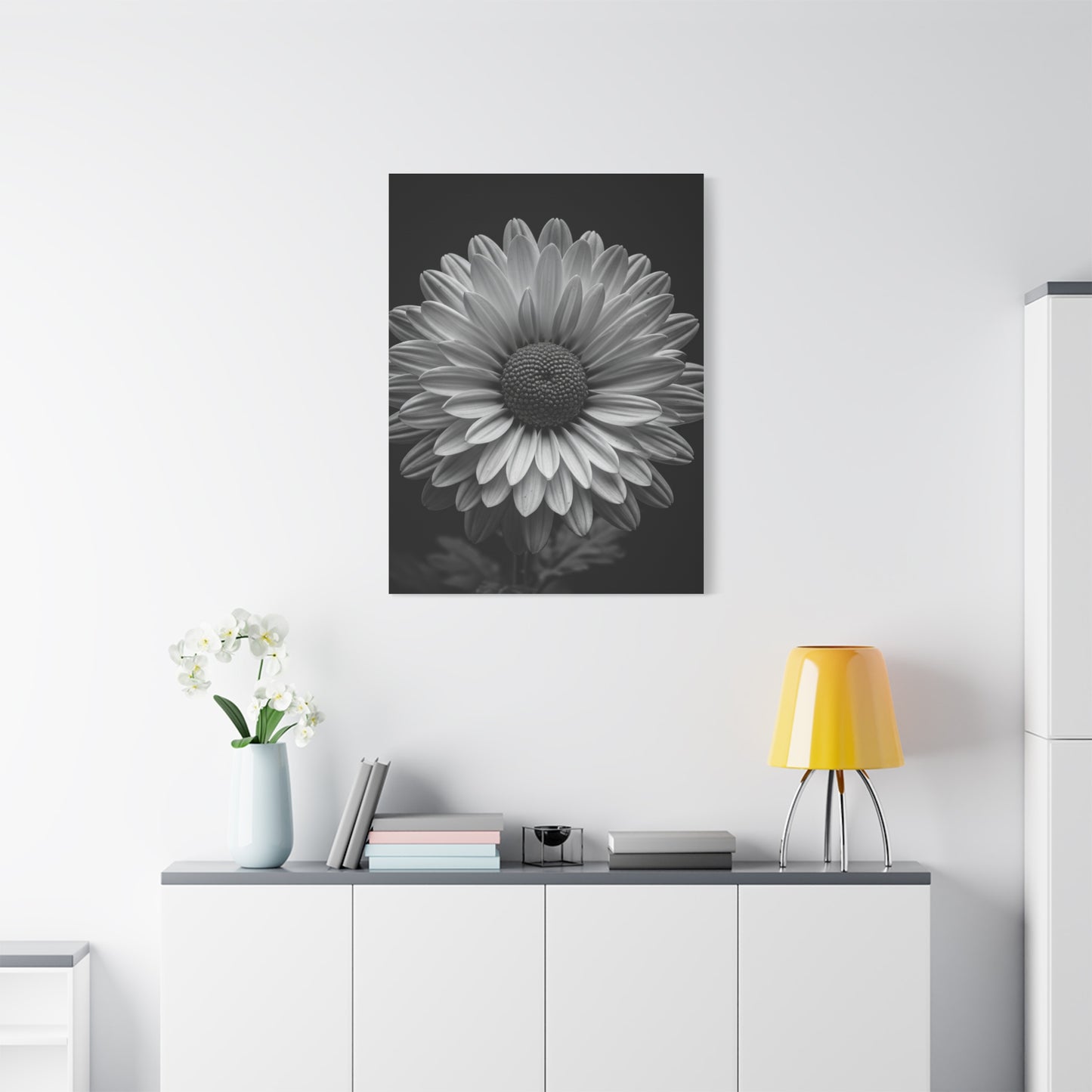 Monochrome Daisy Bloom Portrait Wall Art & Canvas Prints