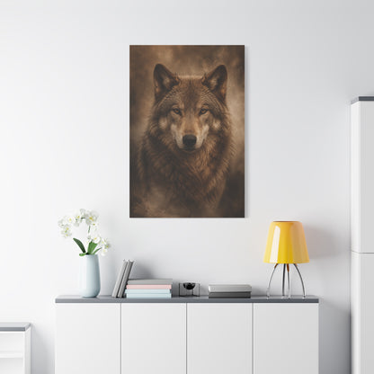 Warm-Toned Studio Wolf Portrait Wall Art & Canvas Print