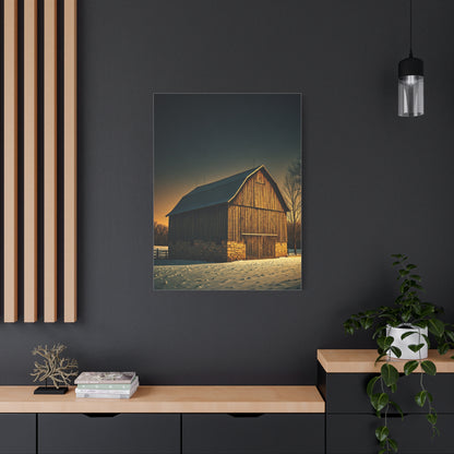 Winter Twilight Barn Landscape Wall Art & Canvas Prints