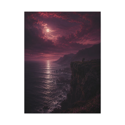 Moonlit Cliffside Love Landscape Wall Art & Canvas Print
