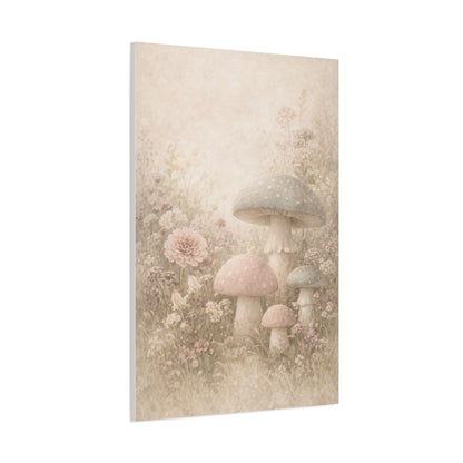 Vintage Pastel Mushroom Meadow Wall Art & Canvas Print