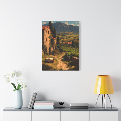 Tuscan Vineyard Farmhouse Lunch Scene Wall Art & Canvas Print