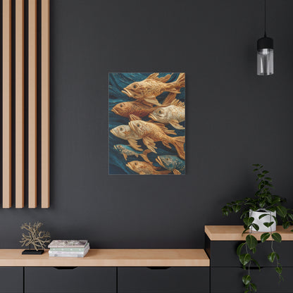 Driftwood School of Fish Relief Wall Art & Canvas Print