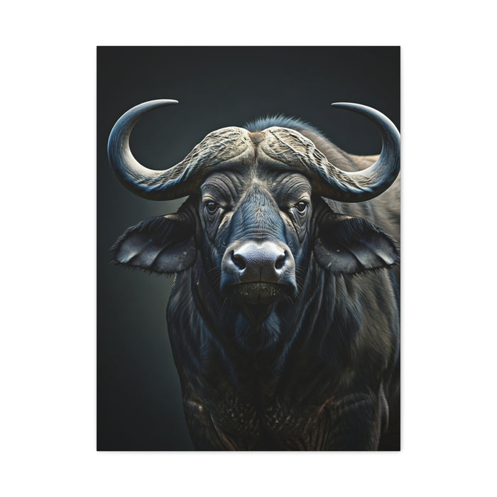 Ultra-Dark Matte Cape Buffalo Portrait Wall Art & Canvas Print