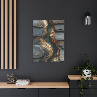 Black and Gold Abstract River Texture Wall Art & Canvas Print