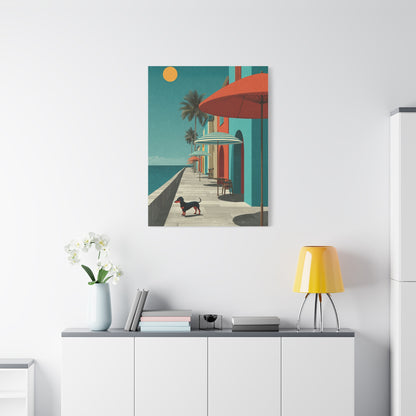 Dachshund Seaside Promenade Wall Art & Canvas Print
