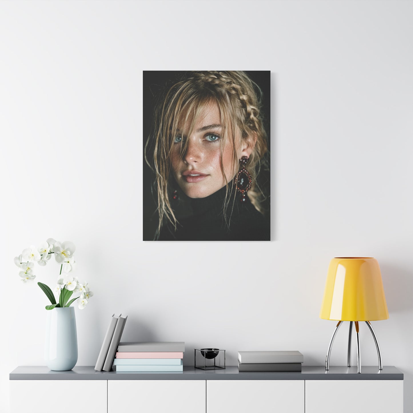 Wind-Swept Blonde Muse Editorial Portrait Wall Art & Canvas Print