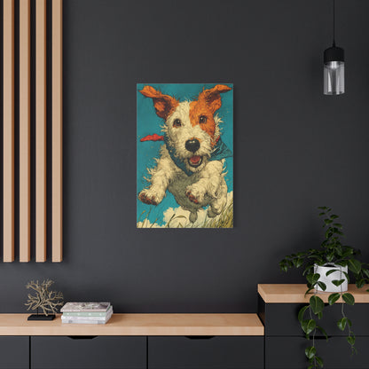 Jack Russell Terrier Mid-Leap Illustration Wall Art & Canvas Print