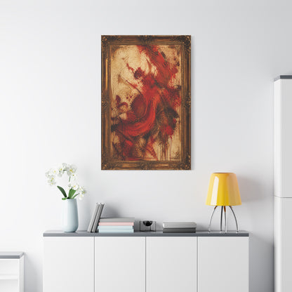 Vintage Framed Red Expressionist Painting Wall Art & Canvas Print