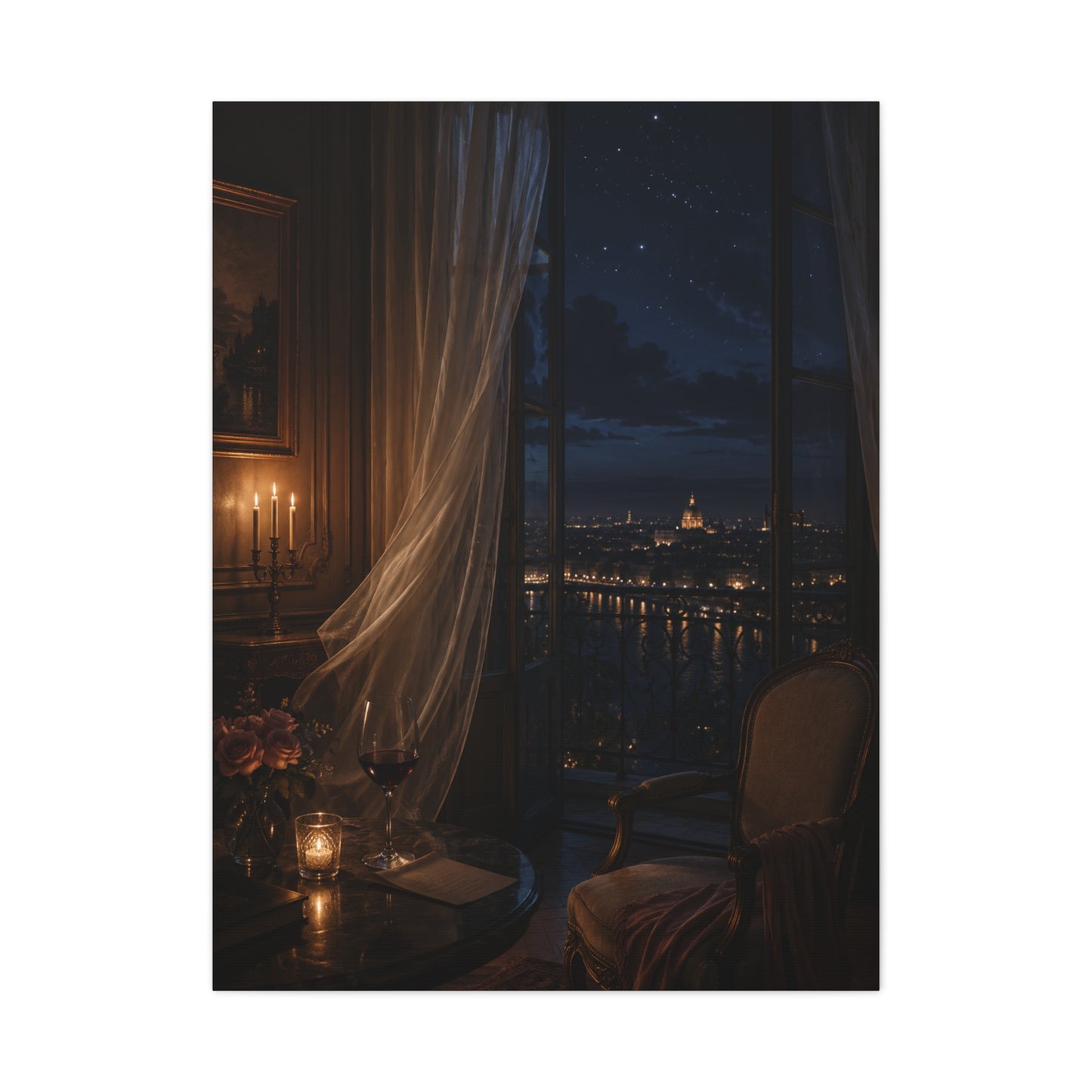 Candlelit Paris Night Romance Wall Art & Canvas Print