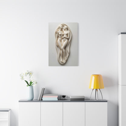 Sculptural Dual Figure Relief Wall Art & Canvas Print