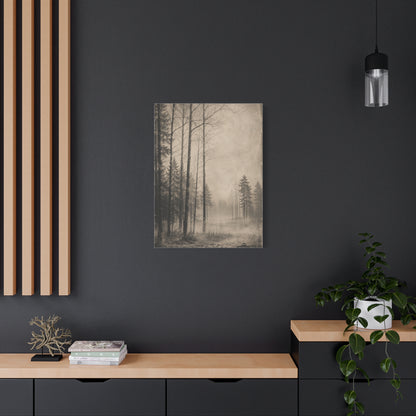 Vintage Fog Forest Monochrome Trees Wall Art & Canvas Print