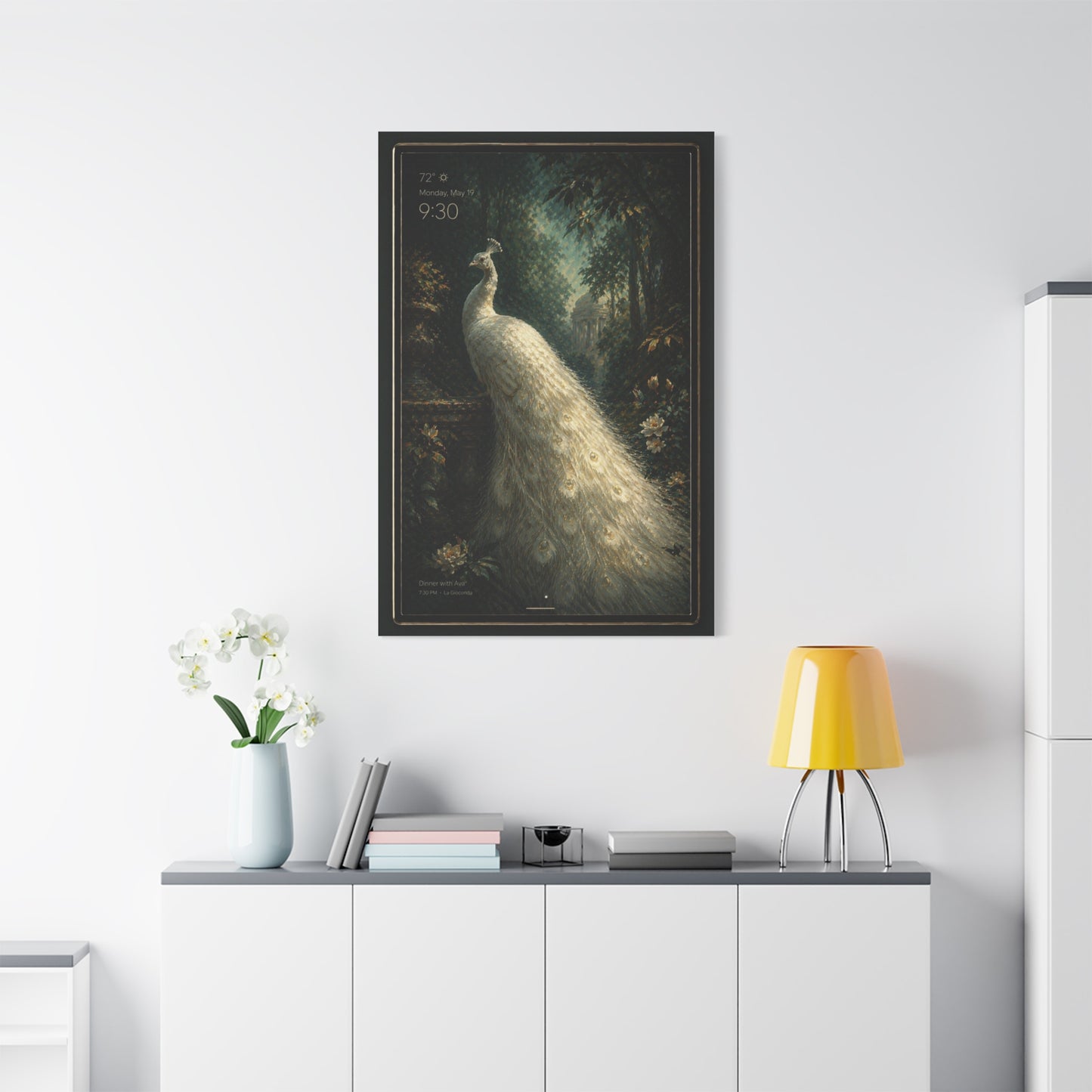 Digital White Peacock Forest Display Wall Art & Canvas Print