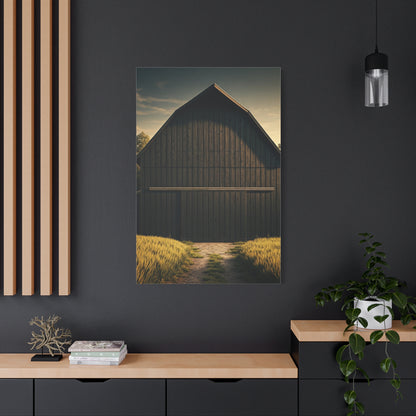 Minimal Rustic Barn Under Evening Sky Wall Art & Canvas Prints