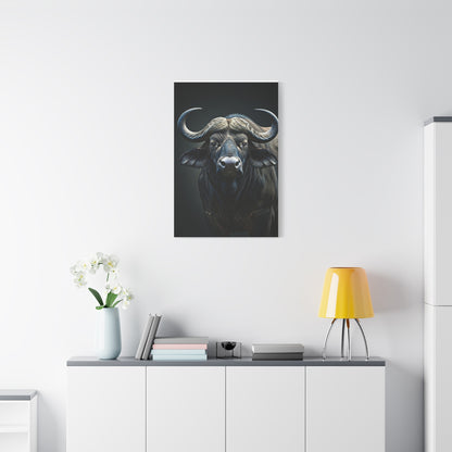 Ultra-Dark Matte Cape Buffalo Portrait Wall Art & Canvas Print
