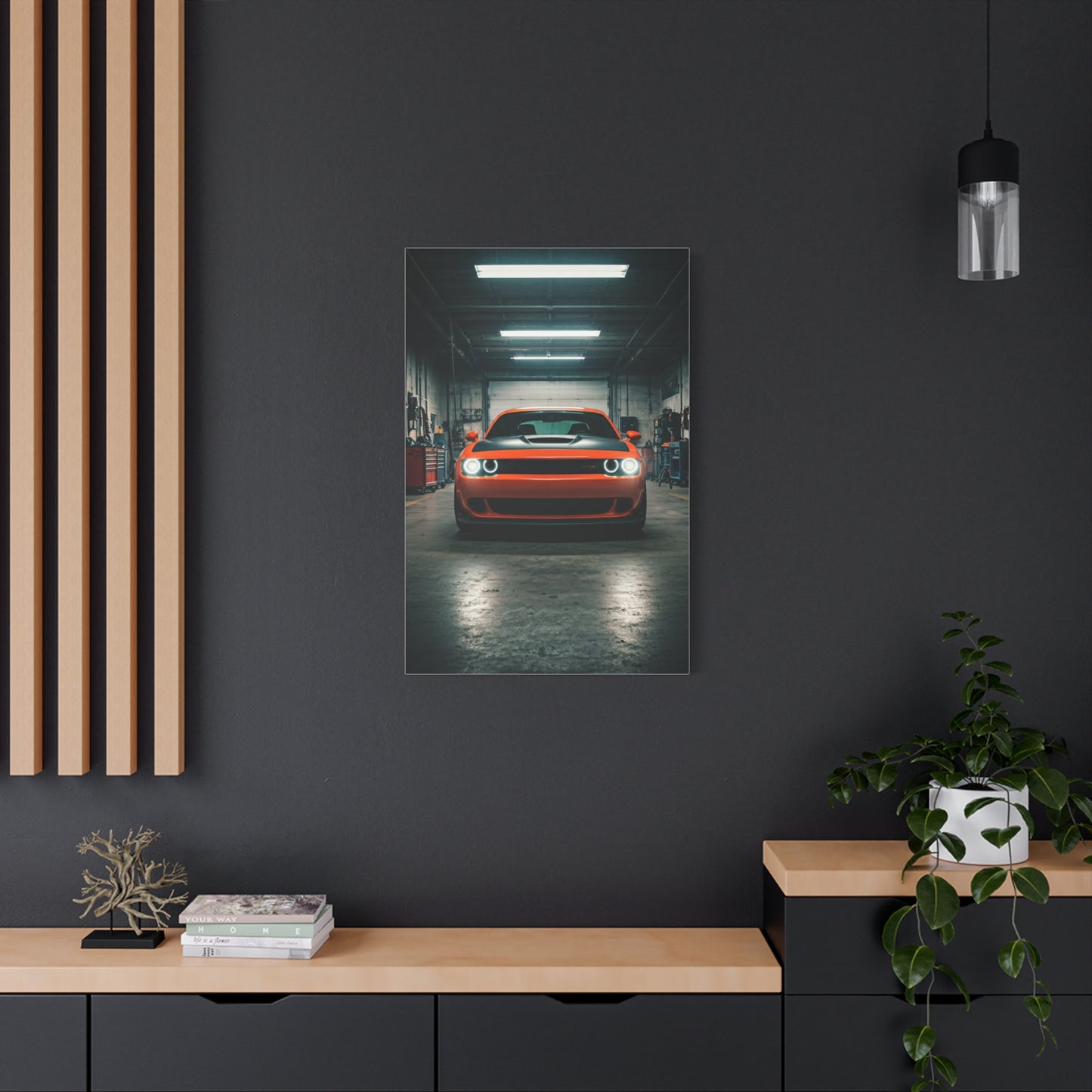 Dodge Challenger Demon Industrial Garage Presence Wall Art & Canvas Prints