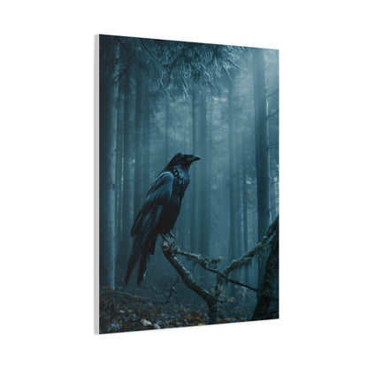 Raven in Twilight Pine Forest Wall Art & Canvas Print