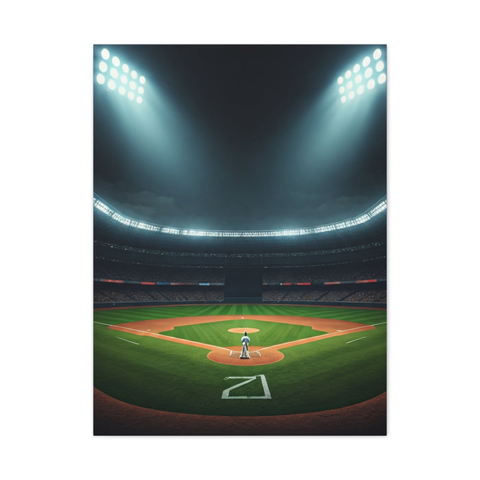 Night Baseball Stadium Lights Wide Scene Wall Art & Canvas Prints