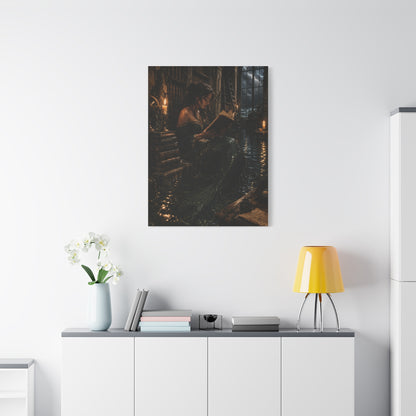 Dark Academia Mermaid Library Wall Art & Canvas Print