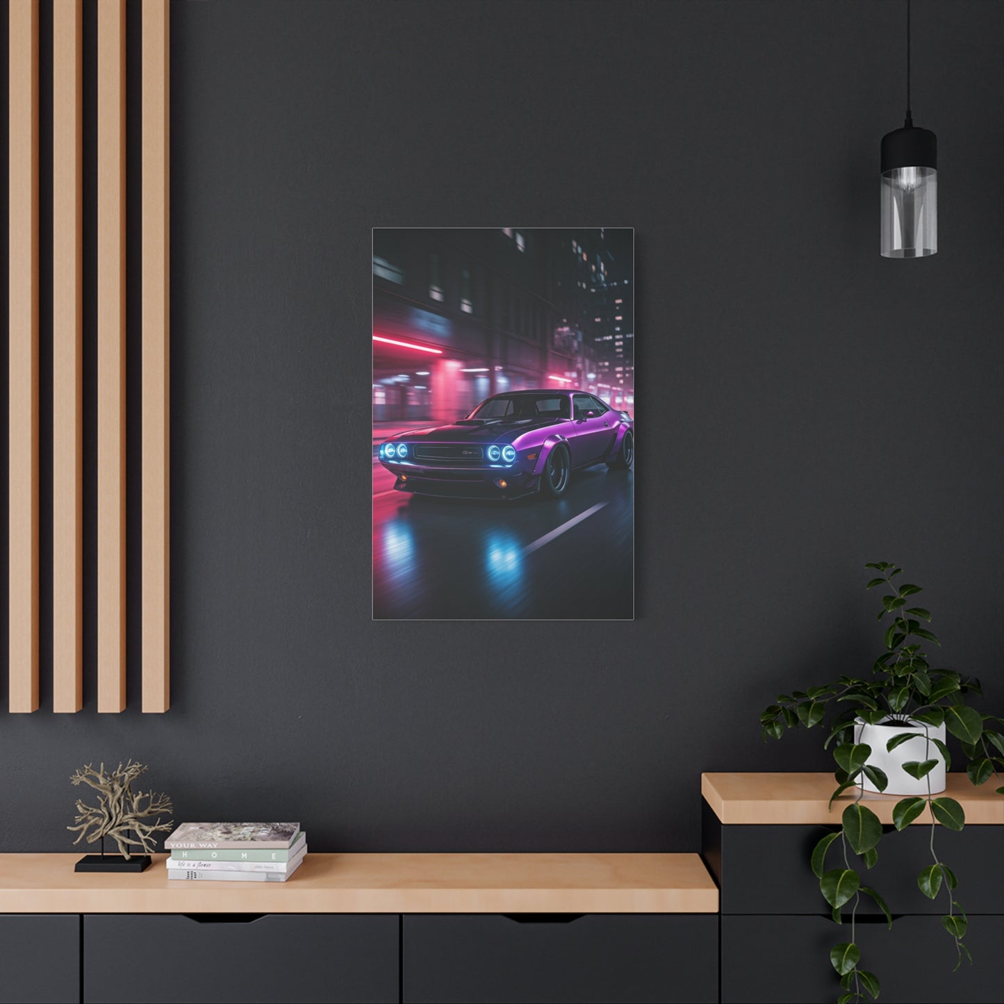 1970 Dodge Challenger Widebody Neon District Run Wall Art & Canvas Prints