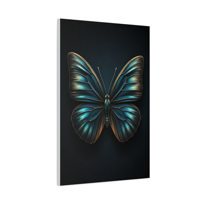 Midnight Blue Butterfly Symmetry Portrait Wall Art & Canvas Prints