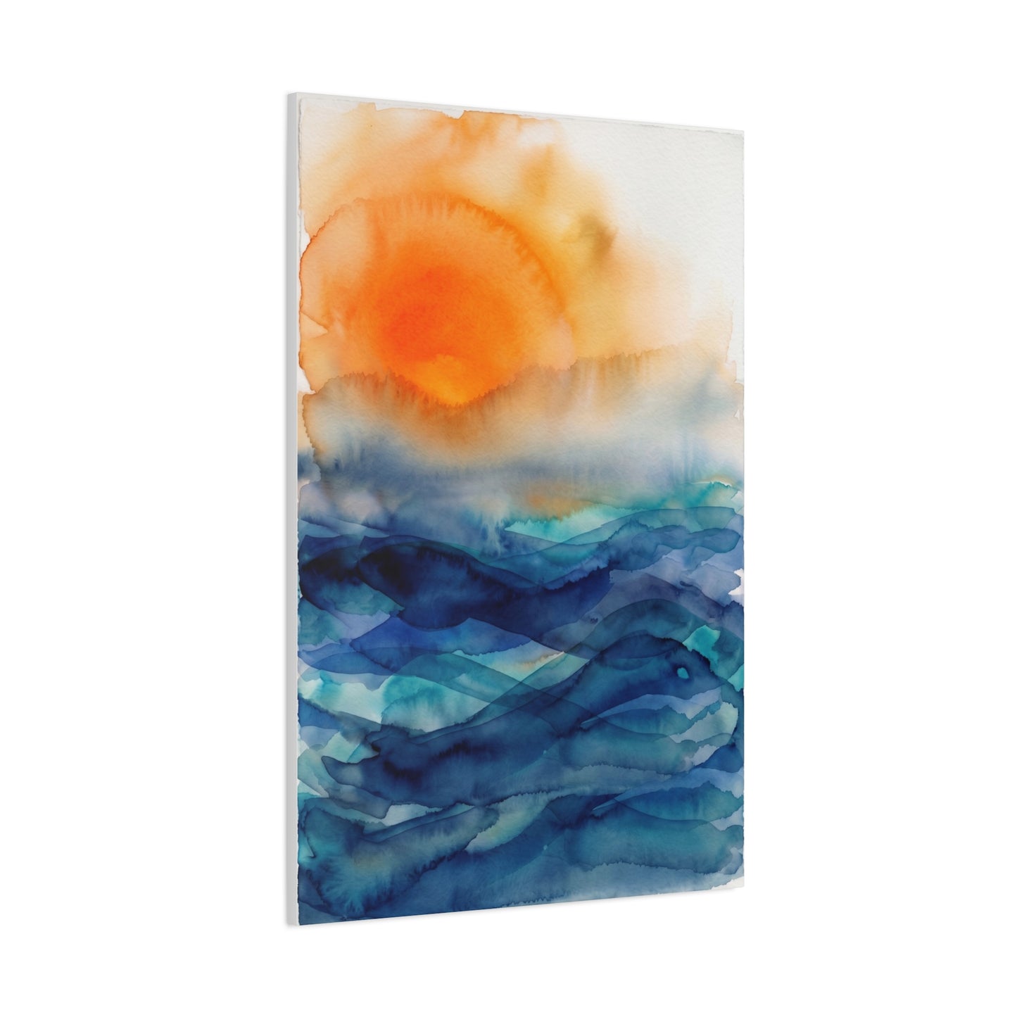 Minimal Orange Sunrise Watercolor Wall Art & Canvas Print