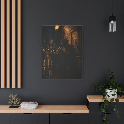 Midnight Jazz Alley Trumpeter Wall Art & Canvas Print