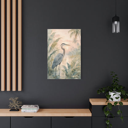 Soft Tropical Heron Marsh Landscape Tropical Wall Art & Canvas Print
