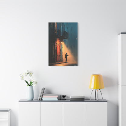 French Quarter Trumpet Silhouette Wall Art & Canvas Print