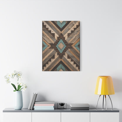 Reclaimed Wood Aztec Geometric Panel Wall Art & Canvas Print
