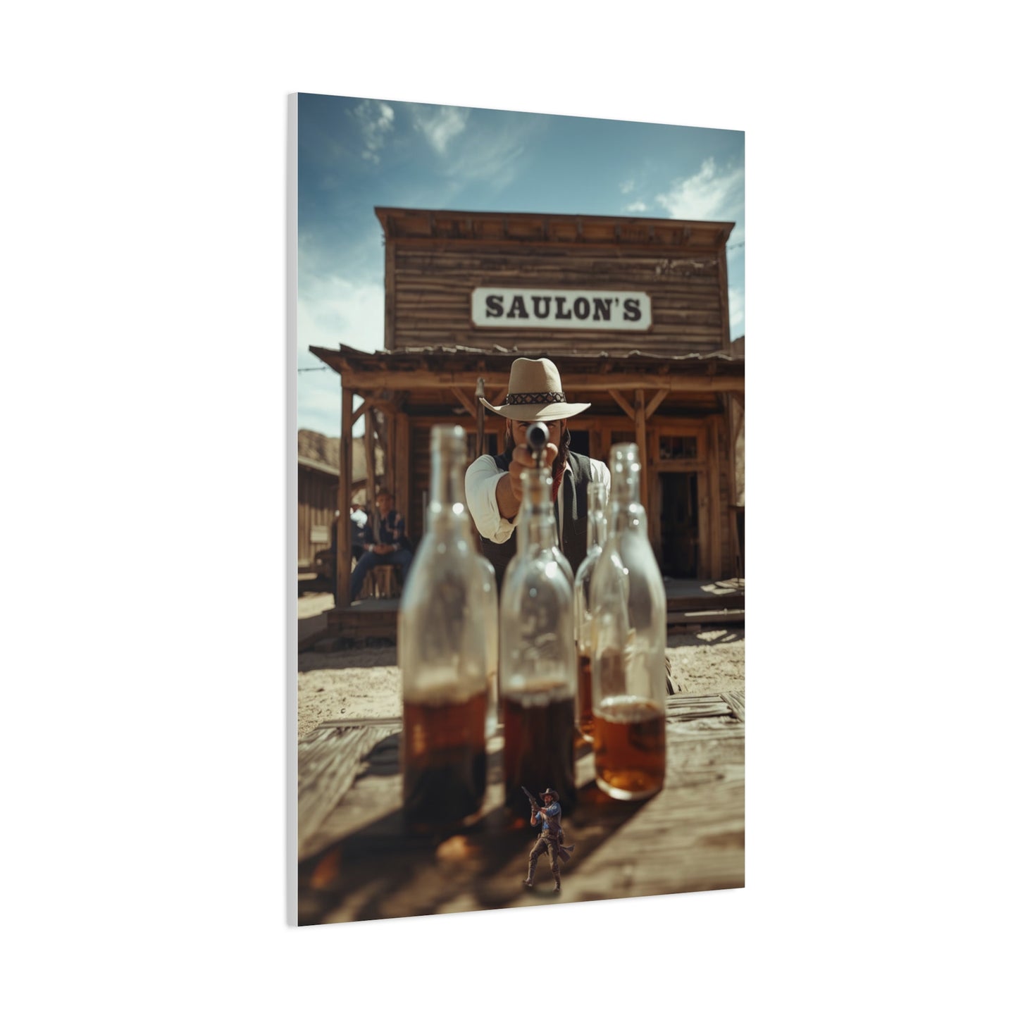 Saloon Bottle Shooting Challenge Wall Art & Canvas Print