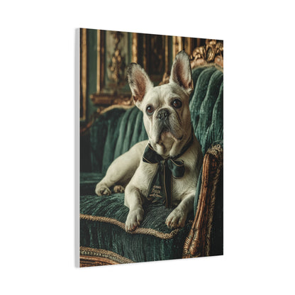 French Bulldog Velvet Sofa Portrait Wall Art & Canvas Print