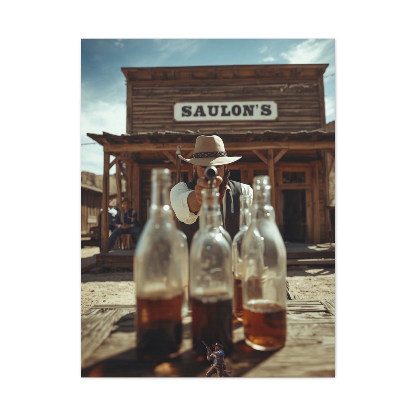 Saloon Bottle Shooting Challenge Wall Art & Canvas Print