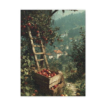 Apple Orchard Harvest Scene Wall Art & Canvas Print