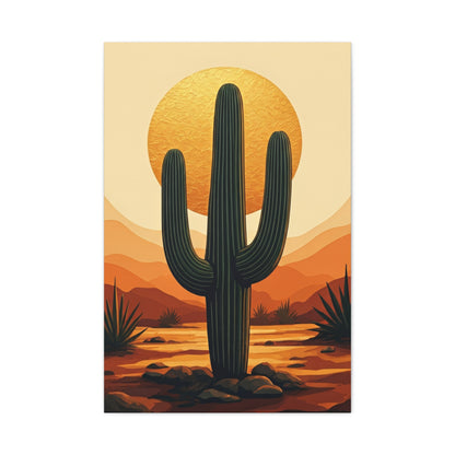 Golden Sun Desert Saguaro Landscape Wall Art & Canvas Prints