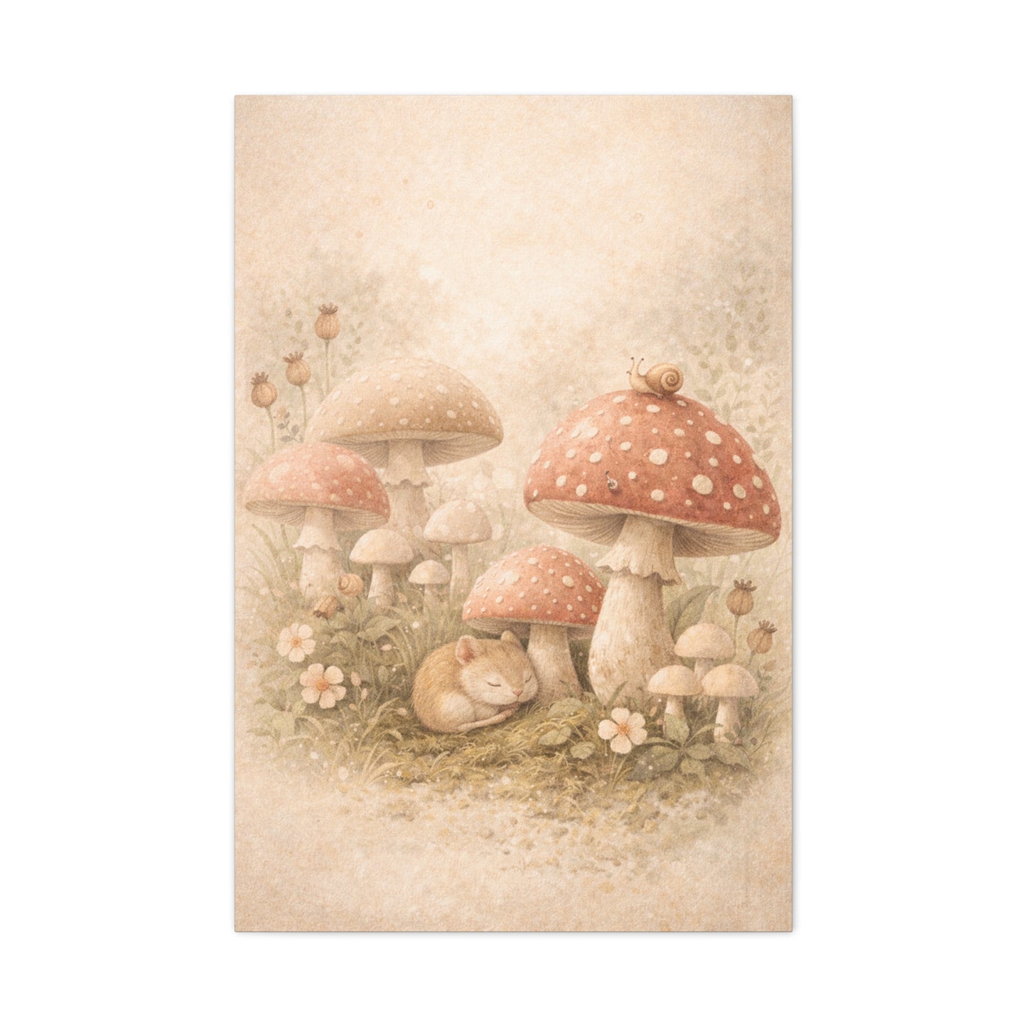 Soft Nursery Mushroom Garden Storybook Scene Wall Art & Canvas Print